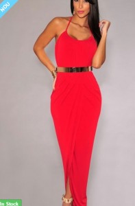 rochie rosie de seara lunga