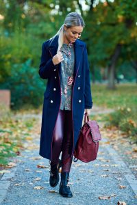 palton lung albastru inchis